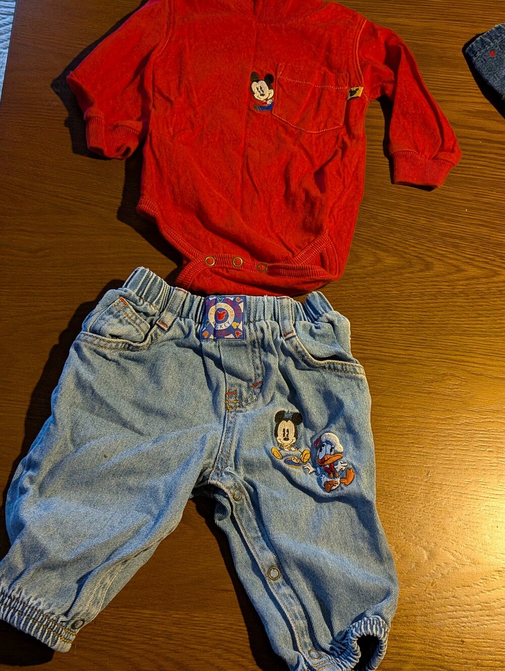 Vintage Baby Mickey & Co. Jeans Onesie Size 3 To 6 Months